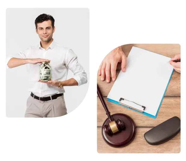 Man with Savings and Legal paperwork